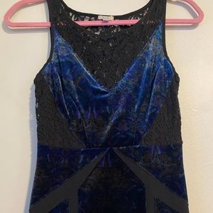 Urban outfitters dark blue velvet/lace dress xs